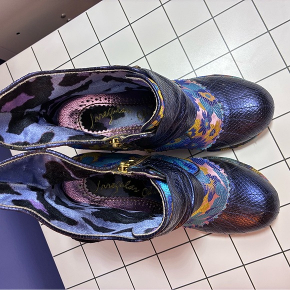 Irregular Choice Blue Floral Heeled Boots - Picture 8 of 10